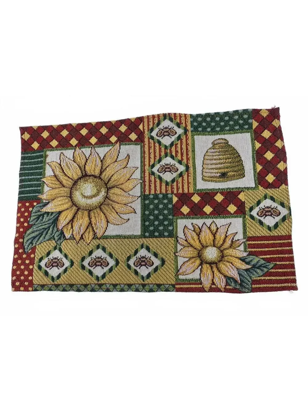 Vintage Sunflower Bee Tapestry Placemats Set of 4 Cottage Farmhouse